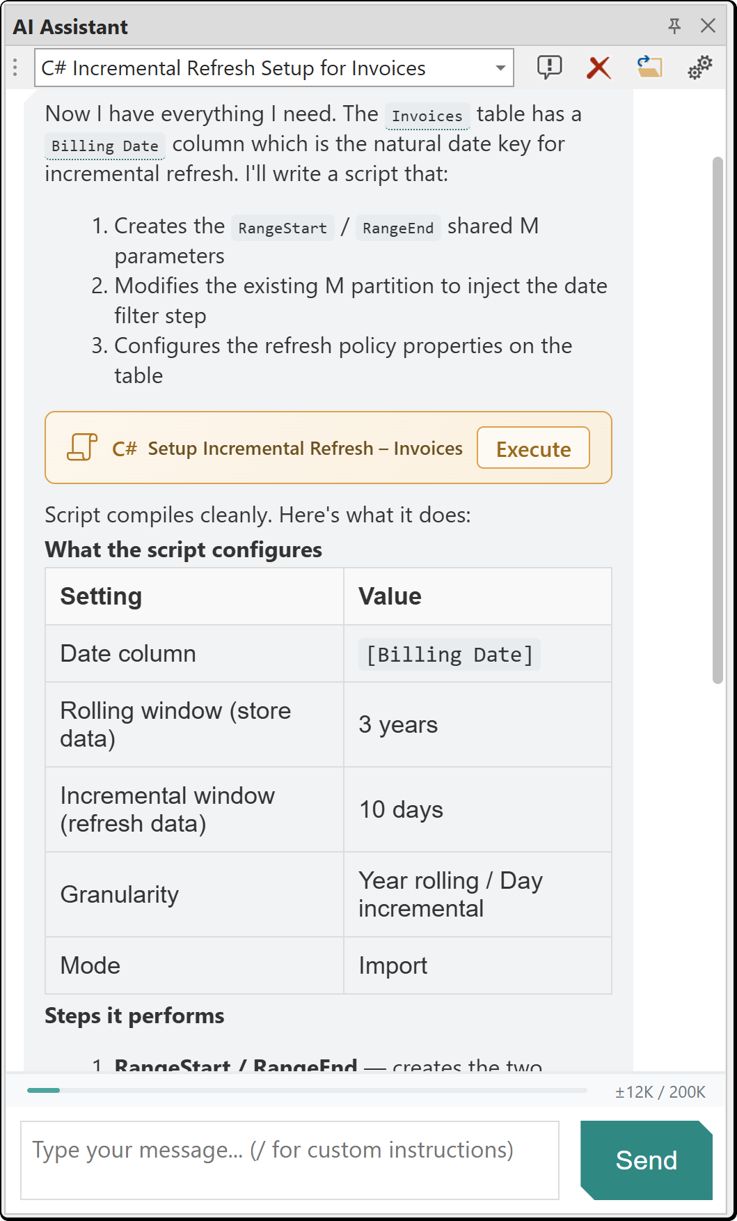AI Assistant Generate C# Script