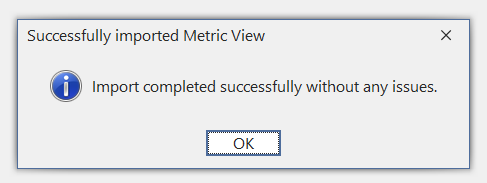 Import success notification