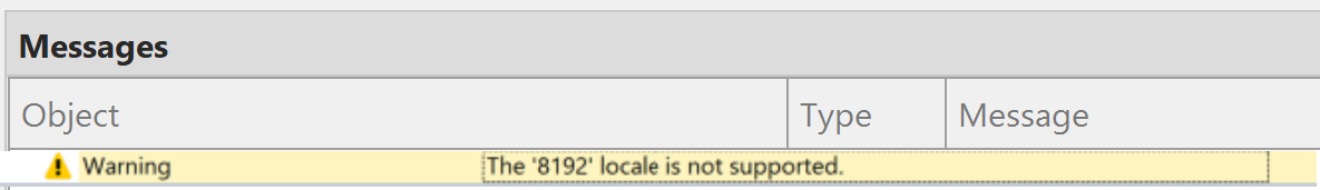 Locale not supported message