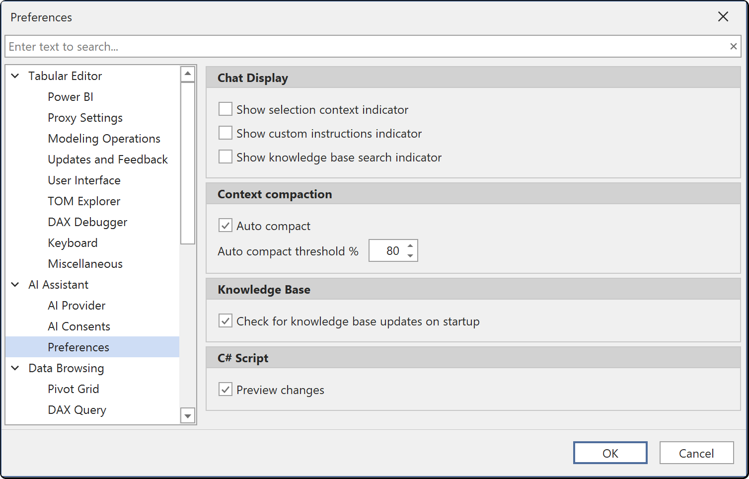 Preferencias del asistente de IA