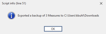 A dialog that lets the user select a directory to save a .tsv back-up of the deleted measure metadata