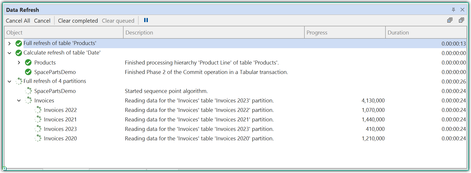 Data Refresh View