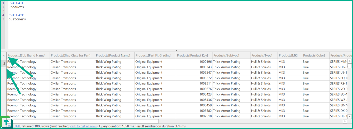 Dax Query Evaluate Multiple Tables