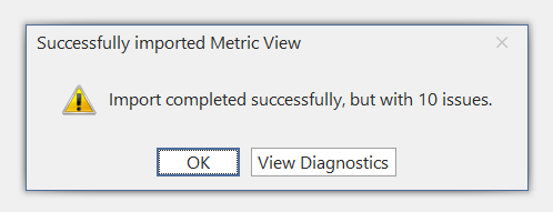 Import success notification with issues