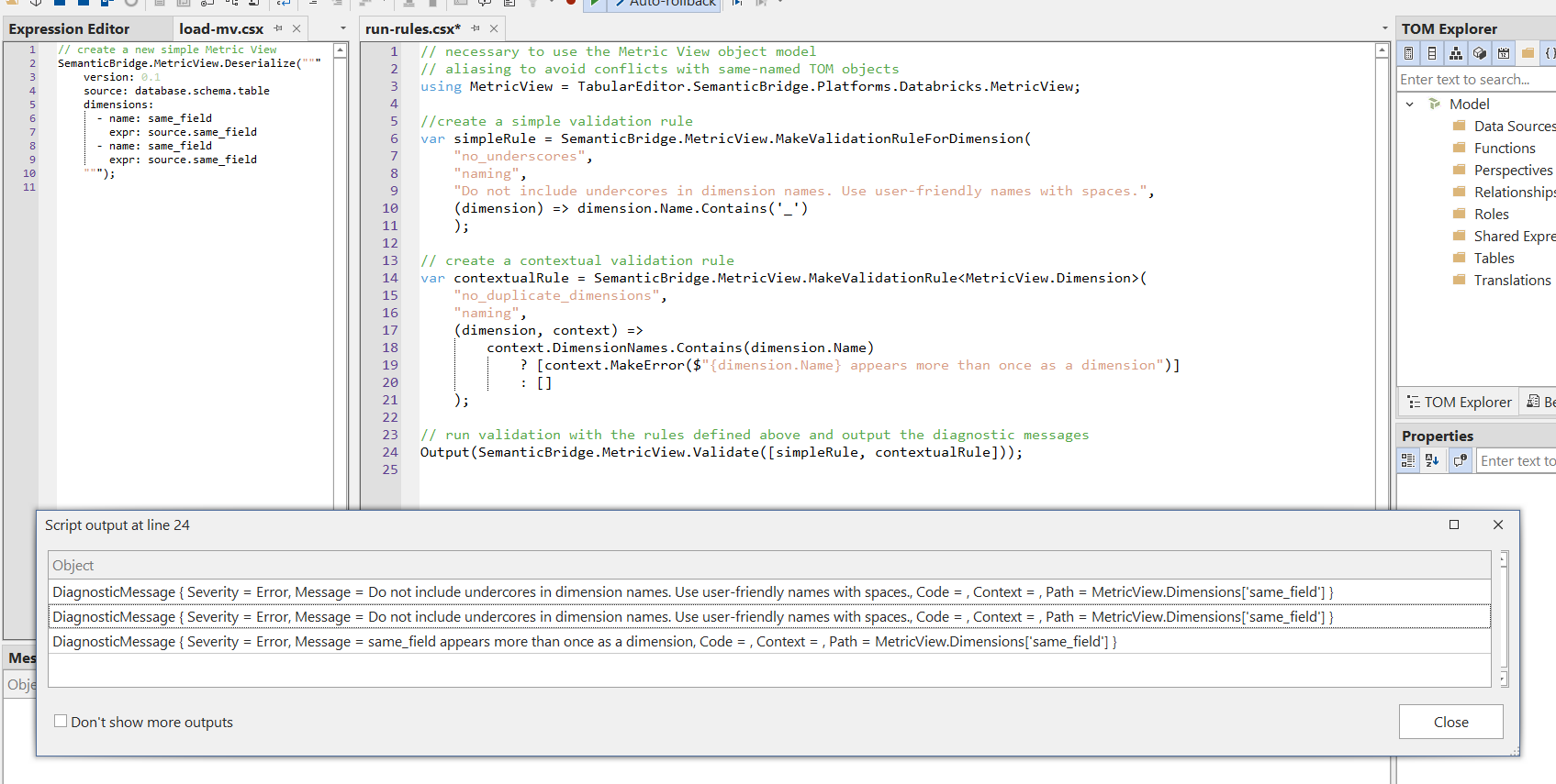 output from one field violating the more complex validation rule