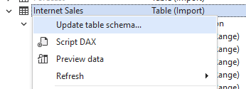 Update Table Schema