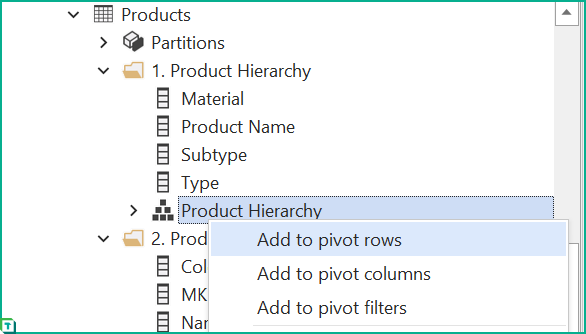 Add hierarchy to Pivot Grid through TOM Explorer