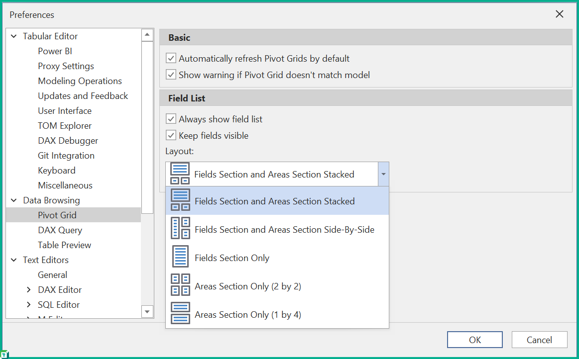 Field List Settings