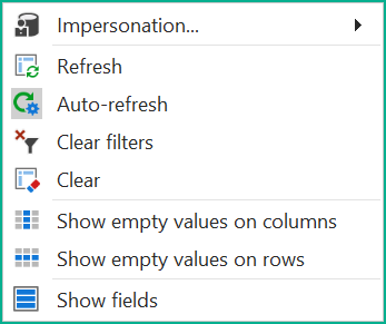 Pivot Grid Menu