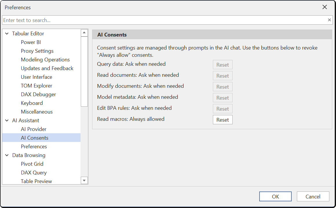 AI Assistant Consent Settings