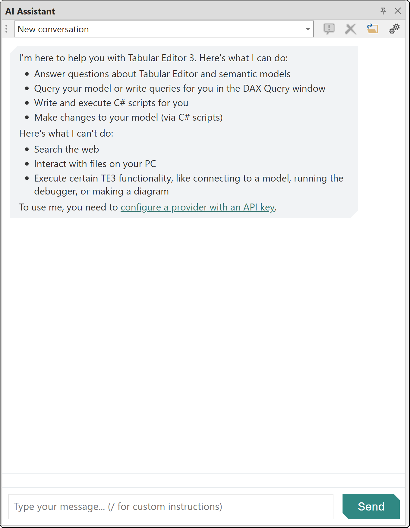 AI Assistant First Pane on Open