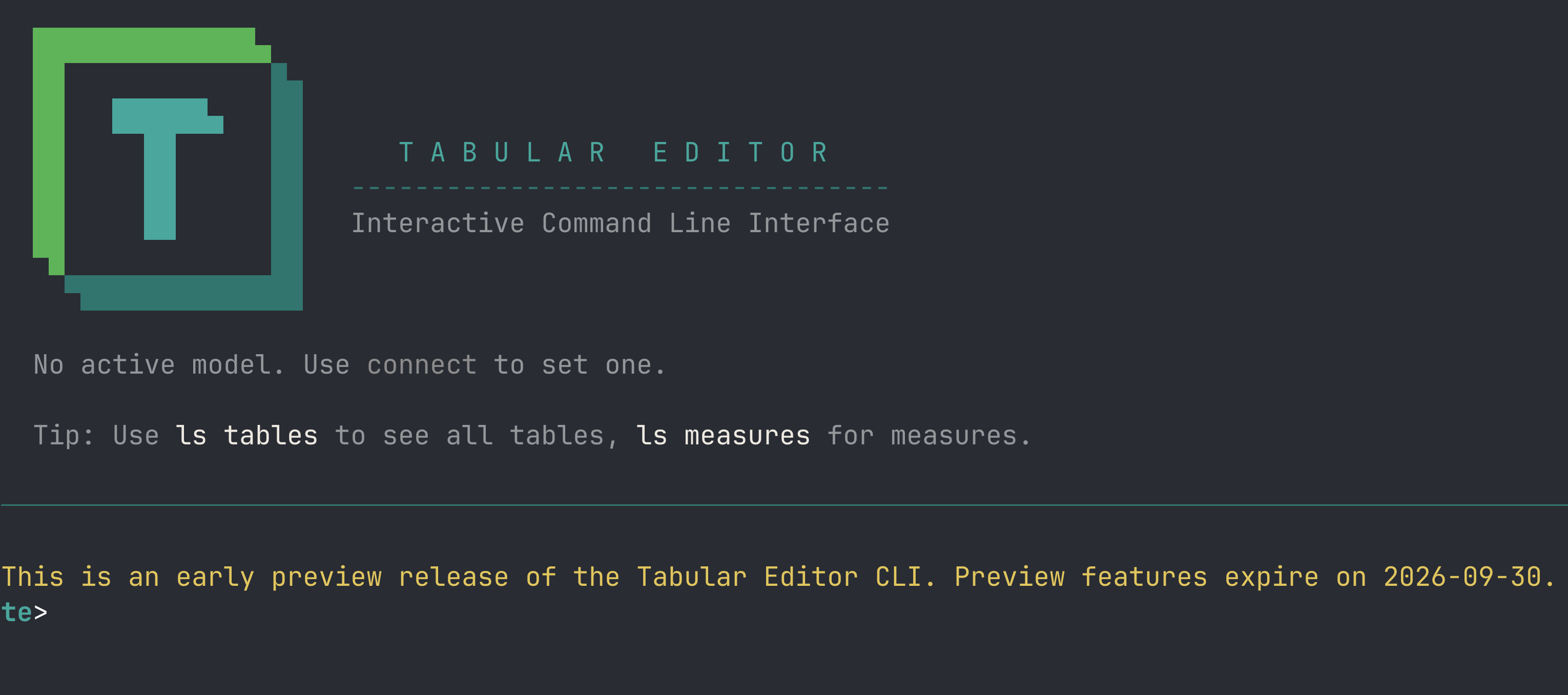 Tabular Editor CLI 预览提示横幅
